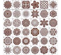MWOOT 36 Pcs Mandala Dot Painting Stencils,Reusable Paint Drawing Templates for DIY Rock Stone Paintin g Canvas Wall Decors Art Set,Plastic Scale Stencil for Painting Supplies DIY Beginners(13x13CM)