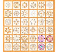 MWOOT 36 Pieces Mandala Stencils, Floral Design Templates for Painting on Wood, Tile, Canvas, Wall Stencils, Reusable Plastic Stencil s for DIY Crafts and Scrapbook Decor (10x10 CM)