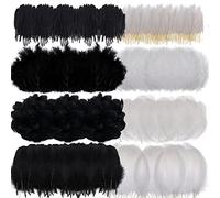 MWOOT 4 Assorted Crafts Feathers, 400Pcs Black White Feathers, Crafts Art Feathers for DIY Dream Catchers, Halloween Costume Handmade Christmas Wreath Wedding Easter Home Activities Decoration