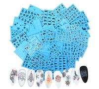 MWOOT 48 Sheets Christmas Nail Art Stickers Decals,New Year Water Transfer Stickers Set with Santas Snowflake,Home Manicure Decals for DIY Nail Tips Decoration