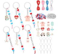 MWOOT 528 Pcs Nurse Keychain Making Kit, DIY Keychain with Key Rings, Letter Beads, Medical Themed Pendant, Appreciation Gift for Nurses, Handmade Keyring for Key Handbag Backpack Charms Party Favors