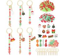 MWOOT 543 Pcs Christmas Keyring Making Kit, DIY Keychain with Key Rings, Letter, Star-shaped Beads, Pendants, Christmas Handmade Keyring for Key Backpack Charms Xmas Gift Party Favors
