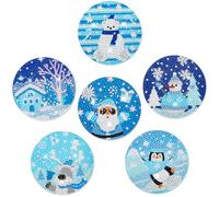 MWOOT 6 Pieces Christmas Diamond Art Coasters Kits,Xmas DIY Crystal Gem Mosaic Art Pasted Painting Coasters for Art Decor,Rhinestones Arts and Crafts for Adults DIY Lovers Beginner Gift(9.8x9.8cm)