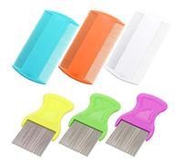 MWOOT 6 Pieces Pet Hair Nit Lice Combs Set,Stainless Steel Metal Nit Comb Dandruff Flakes Removal Double Sided Teeth Comb