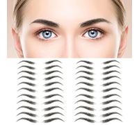 MWOOT 6 Sheets 4D Hair-Like Eyebrow Tattoos Stickers,Waterproof Natural Fake Eyebrow Sticker,Temporary Brow Grooming Shaping Transfers Stickers for Women and Girls(Black,10)