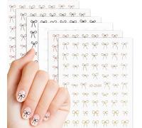MWOOT 6 Sheets Bow Tie Nail Stickers Self Adhesive, Colorful Nail Decals for Fingernail Art, Fingernail Stickers, Decoración de Uñas, Stick on Nails for Women, Bow Nails Charms Sticker Decorations