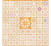 MWOOT 60 Pcs Mandala Stencils, Floral Templates for Painting on Wood, Tile, Stone, Canvas, Mandala Stencils, Reusable Plastic Stencil for DIY Crafts and Scrapbook Decor (5x5 CM)