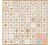 MWOOT 60 Pcs Mandala Stencils for Crafts Reusable, Small Floral Design Templates for Painting on Wood, Stone, Canvas, and Walls, Reusable Talavera Stencils for DIY Crafts and Scrapbooking (5x5 CM)