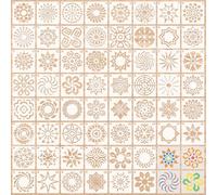 MWOOT 60 Pieces Mandala Stencils, Small Floral Design Templates for Painting on Wood, Tile, Stone, Canvas, and Walls, Reusable Plastic Stencils for DIY Crafts and Scrapbooking (5x5 cm)