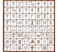 MWOOT 64 PCS Viking Runes Stencils for Painting on Wall, 3 Inch Celtic Knot Stencils for Crafts Reusable,Alphabet Viking Symbol Wood Burning Stencil for Painting on Wood,Stones,Canvas,Stones 7.62 CM