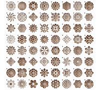 MWOOT 64 Pieces Mandala Stencils,Reusable Paint Drawing Templates for DIY Rock Stone Painting Canvas Wall Decors Art Set,Plastic Scale Stencils for Painting Supplies DIY Lovers(7.62x7.62CM)