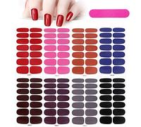 MWOOT 8 Sheets Solid Color Full Wraps Nail Stickers With File, Self-Adhesive Art Polish Strips, Decals for DIY Manicure Tips Decoration