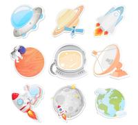 MWOOT 9 Pcs Cute Space Theme Sticky Notes Set, Cartoon Science Planet Astronaut Rocket Self-Adhesive Writing Notepads, Memopads for Student School Classroom Office Gifts Records Supplies Stationary