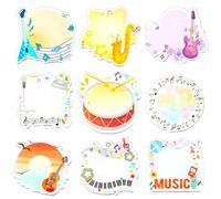 MWOOT 9 Pcs Music Themed Sticky Notes, Musical Notes Instruments Self-Adhesive Writing Notepads, Music Lovers Gifts Memopads Essentials for School Office Records Checklist Supplies Stationary