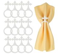 MWOOT Cross Napkin Rings Set of 12, White Crosses Religious Wooden Napkin Ring Holders Buckle for Easter Wedding Holiday Dinner Party Banquet Decoration, First Communion Table Settings Accessories
