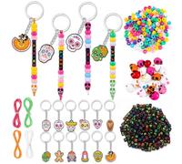 MWOOT Day of The Dead Bead Keychain Making kit, Dia de Los Muertos Craft kit, DIY Keychains kit with Sugar Skull and Marigold Charms,Skeleton and Letter Beads,Bag Charms,Party Favor, Gifts