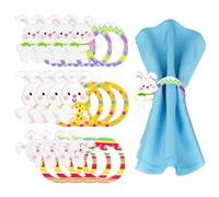 MWOOT Easter Bunny Napkin Rings Set of 12, Easter Rabbit Eggs Wooden Napkin Ring Holders Buckle for Easter Holiday Birthday Party Dinner Banquet Decoration, Cute Table Settings Accessories