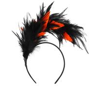 MWOOT Feather Headband, 1920s Feathered Headpiece, Black Orange Roaring 20s Fascinators for Women, Vintage Feather Headwear, Hair Accessories for Cocktail Halloween Carnival Prom Tea Party Decoration