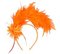 MWOOT Feather Headband, 1920s Feathered Headpiece, Orange Roaring 20s Fascinators for Women, Artificial Flower Feather Headwear, Hair Accessories for Cocktail Carnival Halloween Prom Tea Party