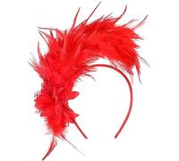 MWOOT Feather Headband, 1920s Feathered Headpiece, Red Roaring 20s Fascinators for Women, Artificial Flower Feather Headwear, Hair Accessories for Cocktail Carnival Prom Tea Party Decoration