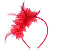 MWOOT Feather Headband, Artificial Flower Feathered Headpiece, Rose Red Roaring 20s Fascinators for Women, 1920s Feather Headwear, Hair Accessories for Cocktail Carnival Prom Masquerade Tea Party