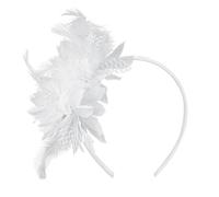 MWOOT Feather Headband, Artificial Flower Feathered Headpiece, White Roaring 20s Fascinators for Women, 1920s Feather Headwear, Hair Accessories for Cocktail Wedding Prom Masquerade Tea Party