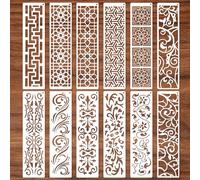 MWOOT Flower Border Stencils for Painting, 12 PCS Reusable Mandala Stencils for Crafts, Geometric Texture Background Templates for Painting on Wall, Wood, Canvas, DIY Home Décor