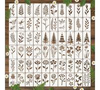 MWOOT Flower Stencils for Painting, 60 PCS Reusable Floral Leaf Stencil for Crafts, Plastic DIY Drawing Templates for Painting on Wall, Wood, Canvas, Home Decor