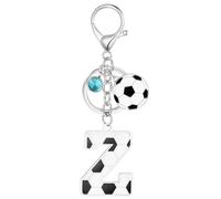 MWOOT Football Alphabet Initial Letter Keychain, Soccer Design Name Keyring with Rhinestone Football Pendant for Boys Girls, Soccer Lovers Keyring Gifts for Door Car Key Backpack Decor(Z)