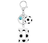 MWOOT Football Alphabet Initial Letter Keychain, Soccer Design Name Keyring with Rhinestone Football Pendant for Boys Girls, Soccer Lovers Keyring Gifts for Door Car Key Backpack Decor(D)