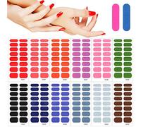MWOOT Full Wraps Nail Stickers with Nail File Self Adherent Solid Color Painted Nail Art Decals DIY Nail Art Decoration Kits for Women