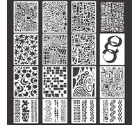 MWOOT Geometric Stencils for Painting, Abstract Texture Stencils for Crafts Reusable, Stencil for Mixed Media Art Design, DIY Drawing Templates for Wood Canvas Scrapbook Wall Wood Home Decor