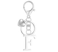 MWOOT Initial keychain, Stainless Steel Key Ring, Letter F keychain, Silver Car Keyring, Metal Alphabet Keyrings Key Ring for Women Men Handbag Purse Bag Pendant Decor (Silver F)