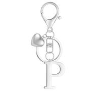 MWOOT Initial keychain, Stainless Steel Key Ring, Letter P keychain, Silver Car Keyring, Metal Alphabet Keyrings Key Ring for Women Men Handbag Purse Bag Pendant Decor (Silver P)