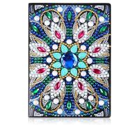 MWOOT Mandala Diamond Pasted Painting A5 Notebook, DIY 5D Rhinestones Painting Leather Sketchbook, Gems Blank Paper Notepad Paint by Numbers Kits for Drawing Journal Diaries School Office Gifts