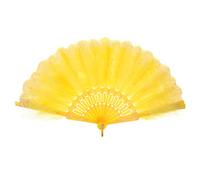 MWOOT Marabou Feather Fan, 1920s Embroidered Flower Handheld Feather Fan, Roaring 20s Vintage Style Flapper Hand Fan for Costume Halloween Dancing Show Tea Party Wedding Decoration - Yellow
