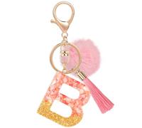 MWOOT Name Initial Letter B Keychain, Pink Car Keyrings for Women, Personalized Resin Charms for Door Car Key Handbag Decor