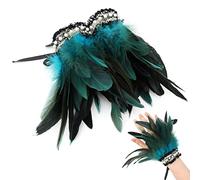 MWOOT Natural Feather Wrist Cuffs for Women Costume, Feather Wristband for Mardi Gras Prom, Halloween Wrist Bracelets