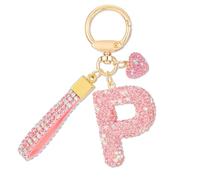 MWOOT Pink Car Keychains Gift for Women Girls Initial Letter Keychain Cute Bling Keychains keyrings Bling Letter Pendant for Purse Backpack Handbag Charms,Letter P