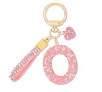 MWOOT Pink Car Keychains Gift for Women Girls Initial Letter Keychain Cute Bling Keychains keyrings Bling Letter Pendant for Purse Backpack Handbag Charms,Letter O