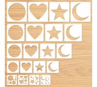 MWOOT Round and Heart Stencils,Moon and Star Stencils for Painting, 20 PCS Reusable Stencil for Crafts, DIY Circle Drawing Templates for Wood, Canvas,Scrapbook, Wall, Fabric, Home Decor
