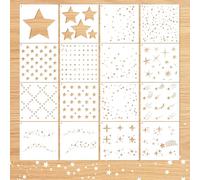 MWOOT Star Stencils for Painting, 16 PCS Reusable Stencils for Crafts, DIY Star Drawing Templates for for Painting on Wood, Canvas,Scrapbook, Wall, Fabric, Home Decor