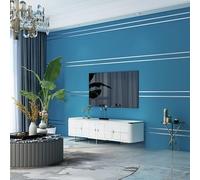 Mwpqbd Deerskin Velvet high-end 3D Wallpaper Nordic Geometric Lines Modern Simple Living Room Lighting Luxury Background Wall Non-Woven Peel Stick r （9.5M Cobalt Blue wallpape Aluminum foil Plate