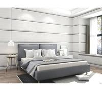 Mwpqbd High-End 3D Stereo Thickened Deerskin Velvet Antique Wood Grain Bedroom TV Background Non-Woven Vertical Stripes Simple Modern Non-Self-Adhesive Wallpaper (Beige/27050)
