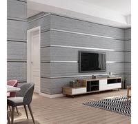 Mwpqbd High-End 3D Stereo Thickened Deerskin Velvet Antique Wood Grain Bedroom TV Background Non-Woven Vertical Stripes Simple Modern Non-Self-Adhesive Wallpaper (Smoky Gray Wallpaper /27054)