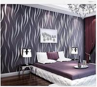 mwpqbd Premium Plant Fiber + Extracted Silk Wallpaper Fashionable Atmospheric Wavy Stripes 3D Stereoscopic Fenced Wallpaper (Gray Purple 35913)