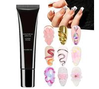 Mwqpgyh 3D Gel for Nails, 15ml No Wipe 3D Clear Nail Charm Rhinestone Glue, UV Light Cured Manicure Tools for Home Salon Travel Party Chrome Powder Rhinestone Birthday Bridal