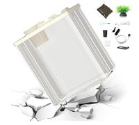 Mwqpgyh Acrylic Fish Tank - Small Aquarium with Air Pump and Atmosphere Light,Modern Compact Aquarium with Artificial Flowers for Shrimp Small Fish