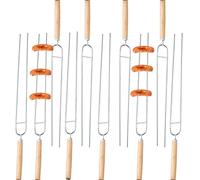 Mwqpgyh Barbecue Skewers - Pack of 10 Double Pointed Flat Chicken Skewers Long Kebab Accessories Reusable Kitchen Tool for Meat Fish Seafood Outdoor and