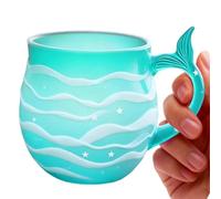 Mwqpgyh Glass Coffee Cups, Aesthetic Sea Wave Modern Art Drinkware, Coffee Glasses Mermaid Drinking Cups, for Hot Cold Beverage Milk Water Juice Home Decor Office Dorm Restaurant Bar Adults Kids